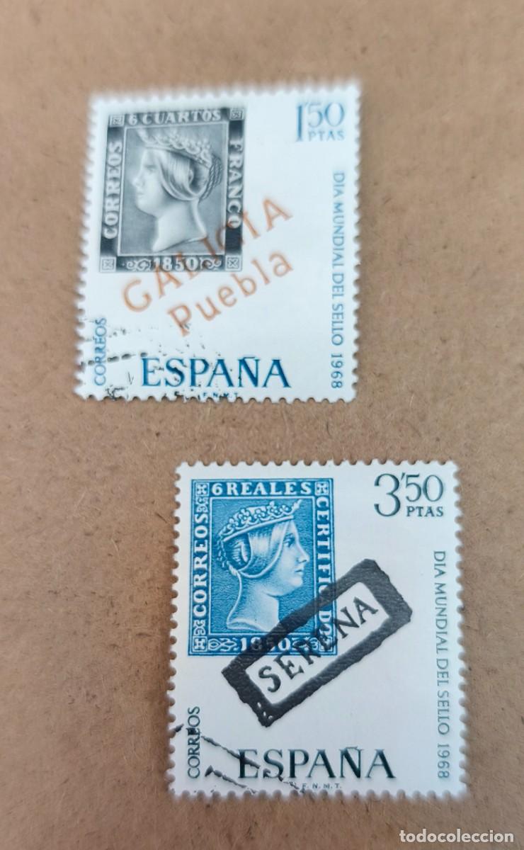 Sellos: Espa&ntilde;a 1968 D&iacute;a mundial del sello edifil 1869/1870 serie completa