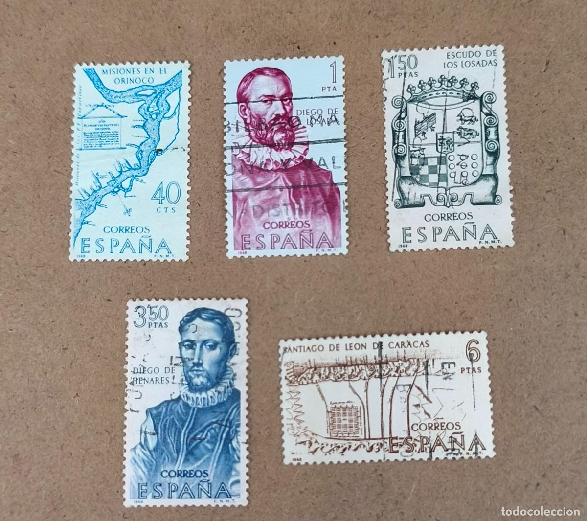 Sellos: Espa&ntilde;a 1968 Forjadores de Am&eacute;rica edifil 1889/1893 serie completa