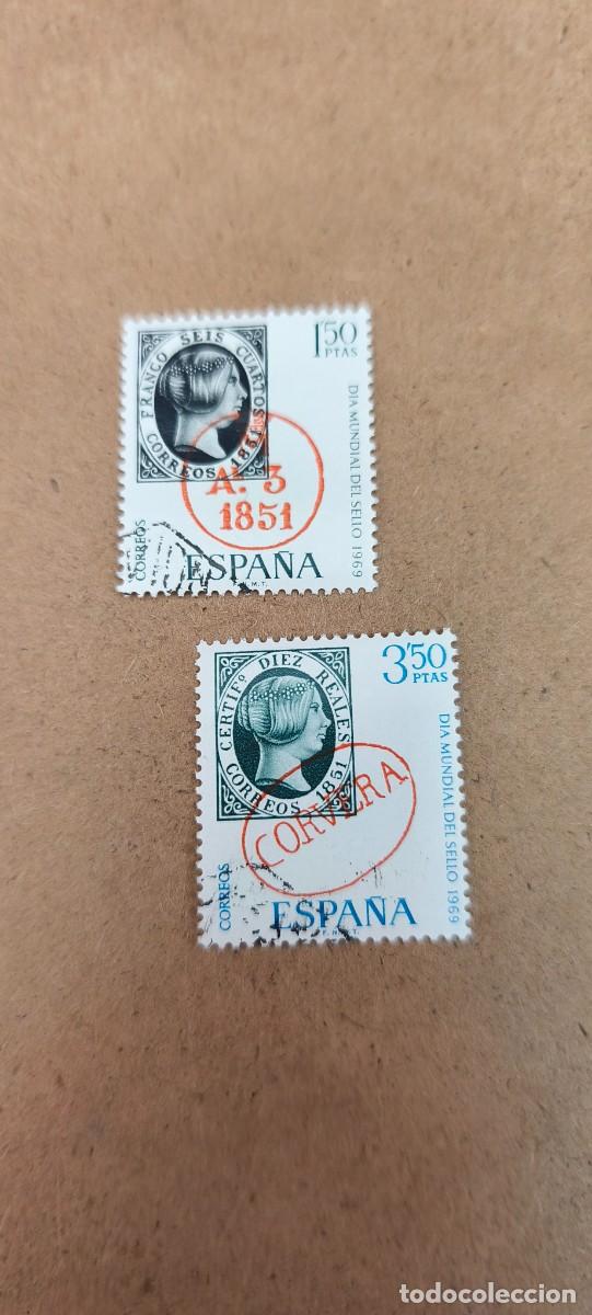 Sellos: Espa&ntilde;a 1969 D&iacute;a Mundial del sello edifil 1922/1923 serie completa