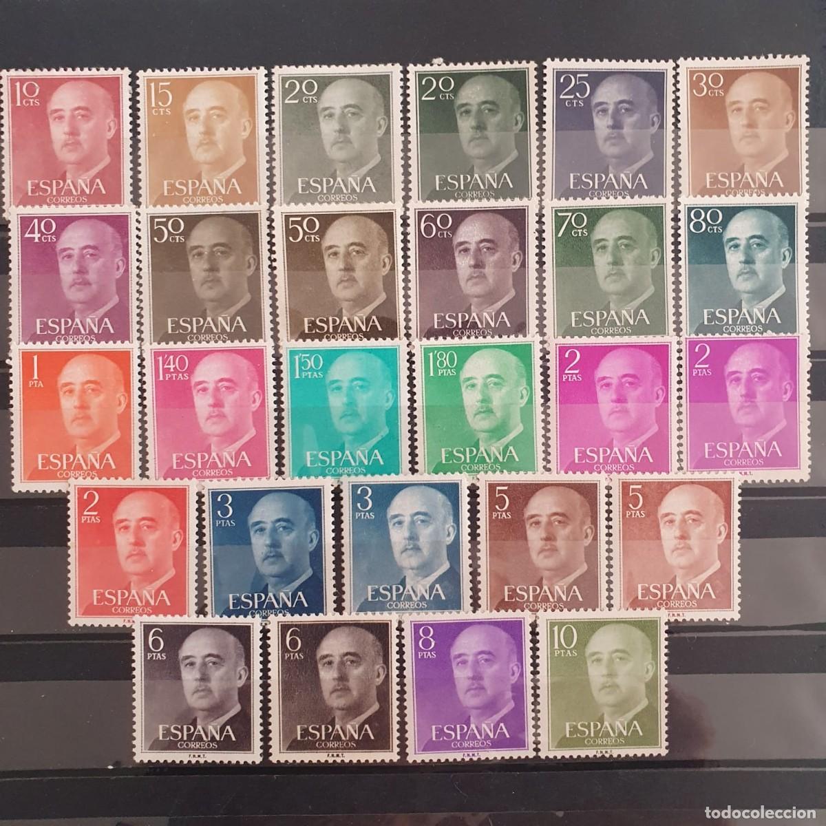 Sellos: SERIE COMPLETA EDIFIL 1143 ** A 1163 ** FRANCO ESPA&Ntilde;A 1955 con variedades