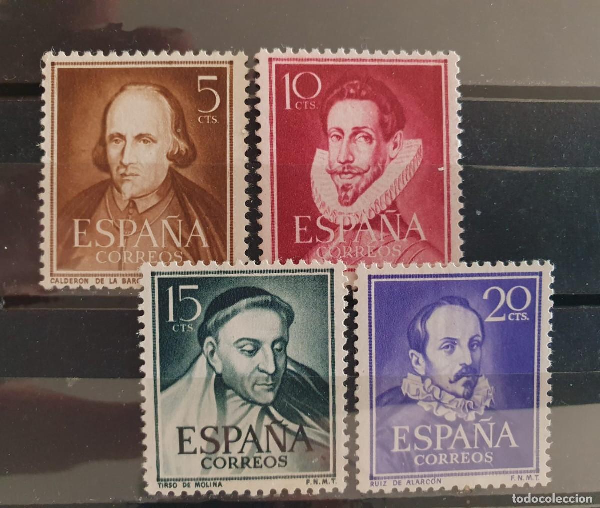 Sellos: SERIE COMPLETA EDIFIL 1071 ** A 1074 ** LITERATOS ESPA&Ntilde;A 1950