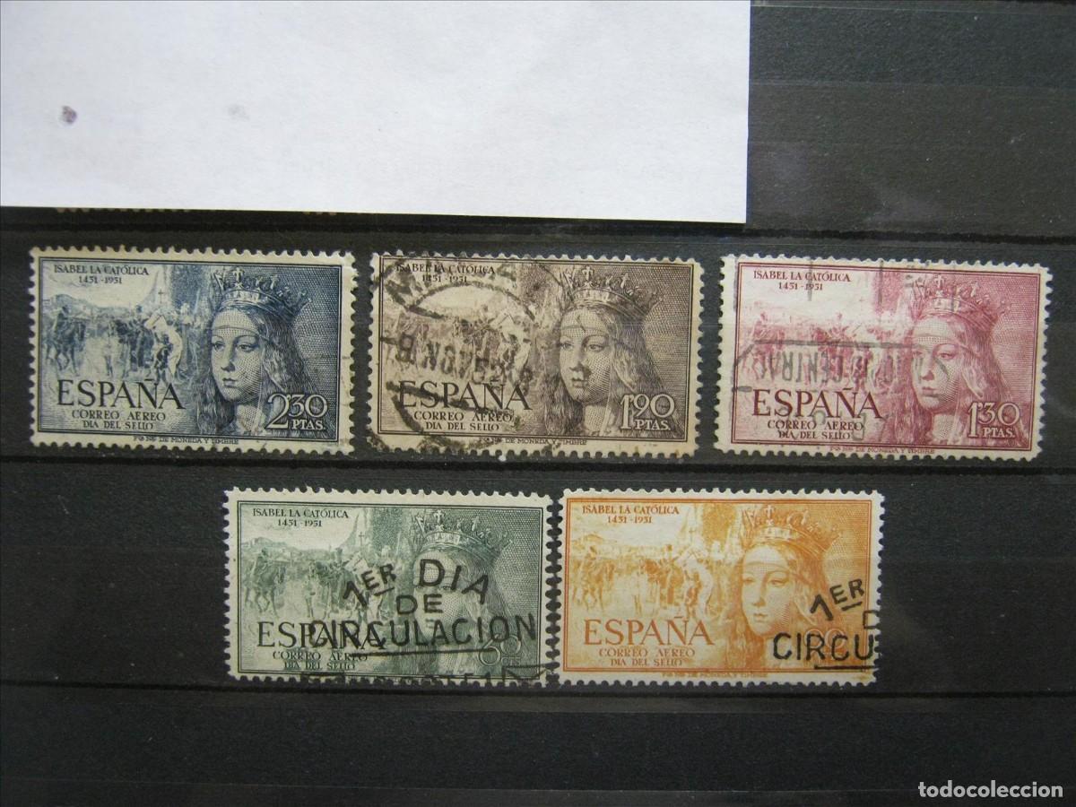 Sellos: ESPA&Ntilde;A 1951 SERIE EDIFIL 1097/1101 USADOS PERFECTOS.