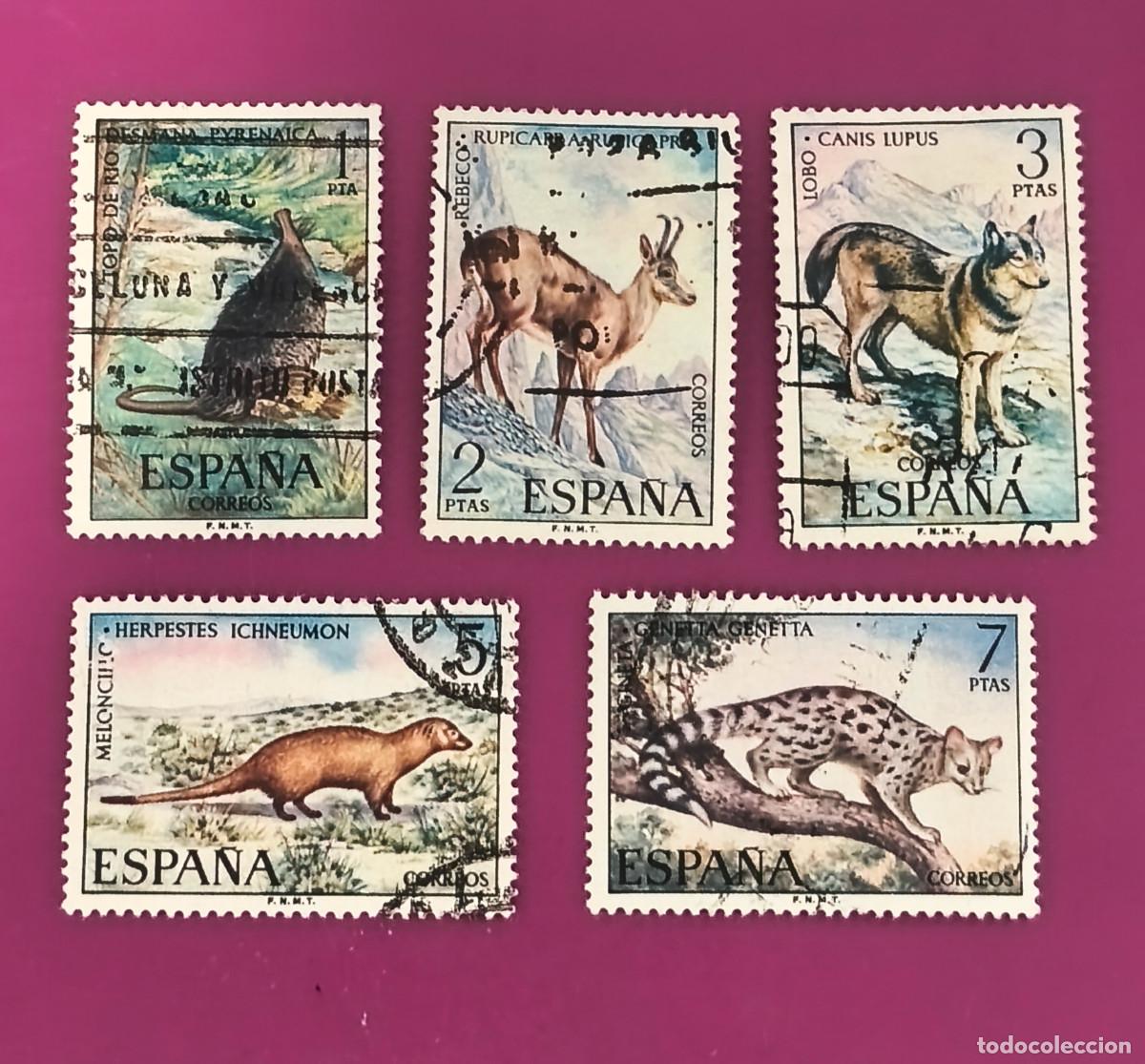 Sellos: Espa&ntilde;a 1972 Fauna Hisp&aacute;nica. Edifil 2102/2106 serie completa