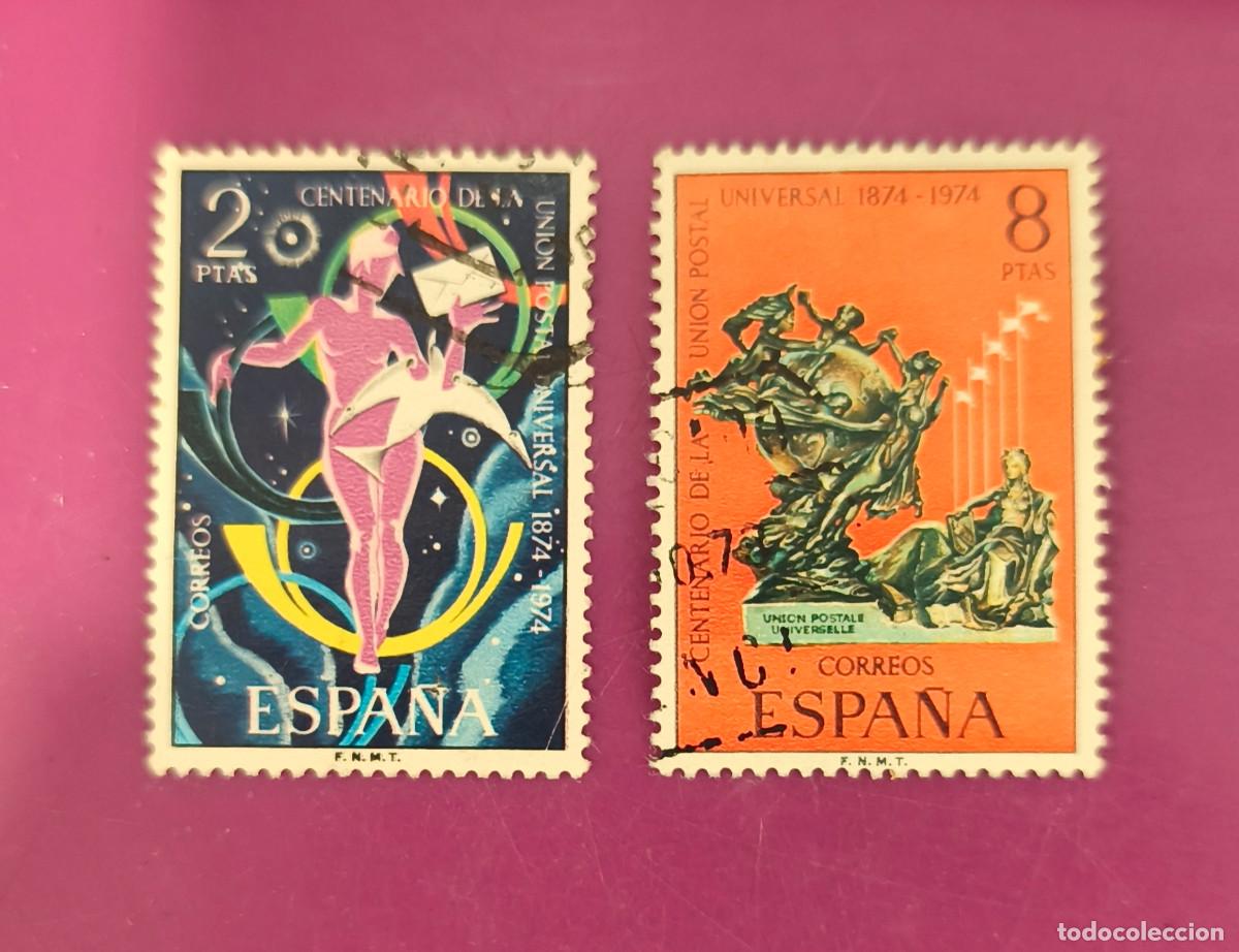 Sellos: Espa&ntilde;a 1974 Centenario de la Uni&oacute;n Postal Universal. Edifil 2211/2212 serie completa