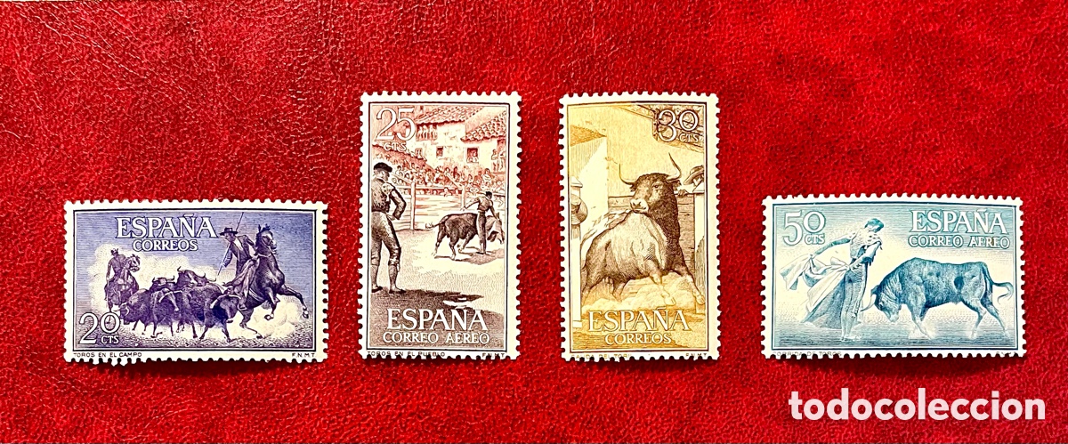Sellos: Bonita serie sellos Toros Fiesta Nacional 1960