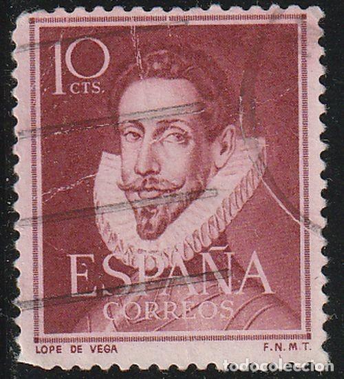 Sellos: Espa&ntilde;a 1950 Edifil 1072 Sello &ordm; Literatos Felix Lope de Vega Michel 995 Yvert 822 Spain Stamp Timbre