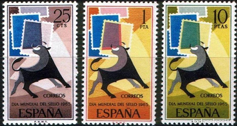 Sellos: Espa&ntilde;a 1965 Edifil 1667/9 Sellos ** D&iacute;a Mundial del Sello Toro Michel 1548/50 Yver 1322/4 Spain