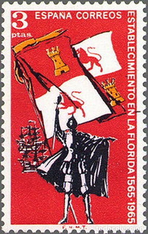 Sellos: Espa&ntilde;a 1965 Edifil 1674 Sello ** IV Centenario Fundaci&oacute;n San Agust&iacute;n Florida Barcos Micehl 1561