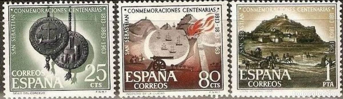 Sellos: Espa&ntilde;a 1963 Edifil 1516/8 Sellos ** Aniversario de San Sebasti&aacute;n Vistas Ciudad Michel 1405/7