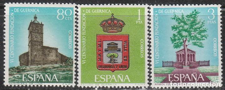 Sellos: Espa&ntilde;a 1966 Edifil 1720/2 Sellos ** VI Centenario Fundacion de Guernica Iglesia Sta. M&ordf; de Luna