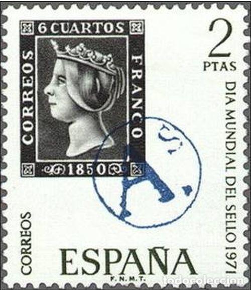 Sellos: Espa&ntilde;a 1971 Edifil 2033 Sello ** Dia Mundial del Sello A de Reus, marca prefilatelica Michel 1928