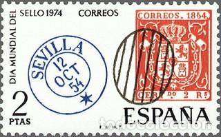 Sellos: Espa&ntilde;a 1974 Edifil 2179 Sello ** Dia Mundial del Sello Parrilla Sevilla Michel 2074 Yvert 1834 Spain