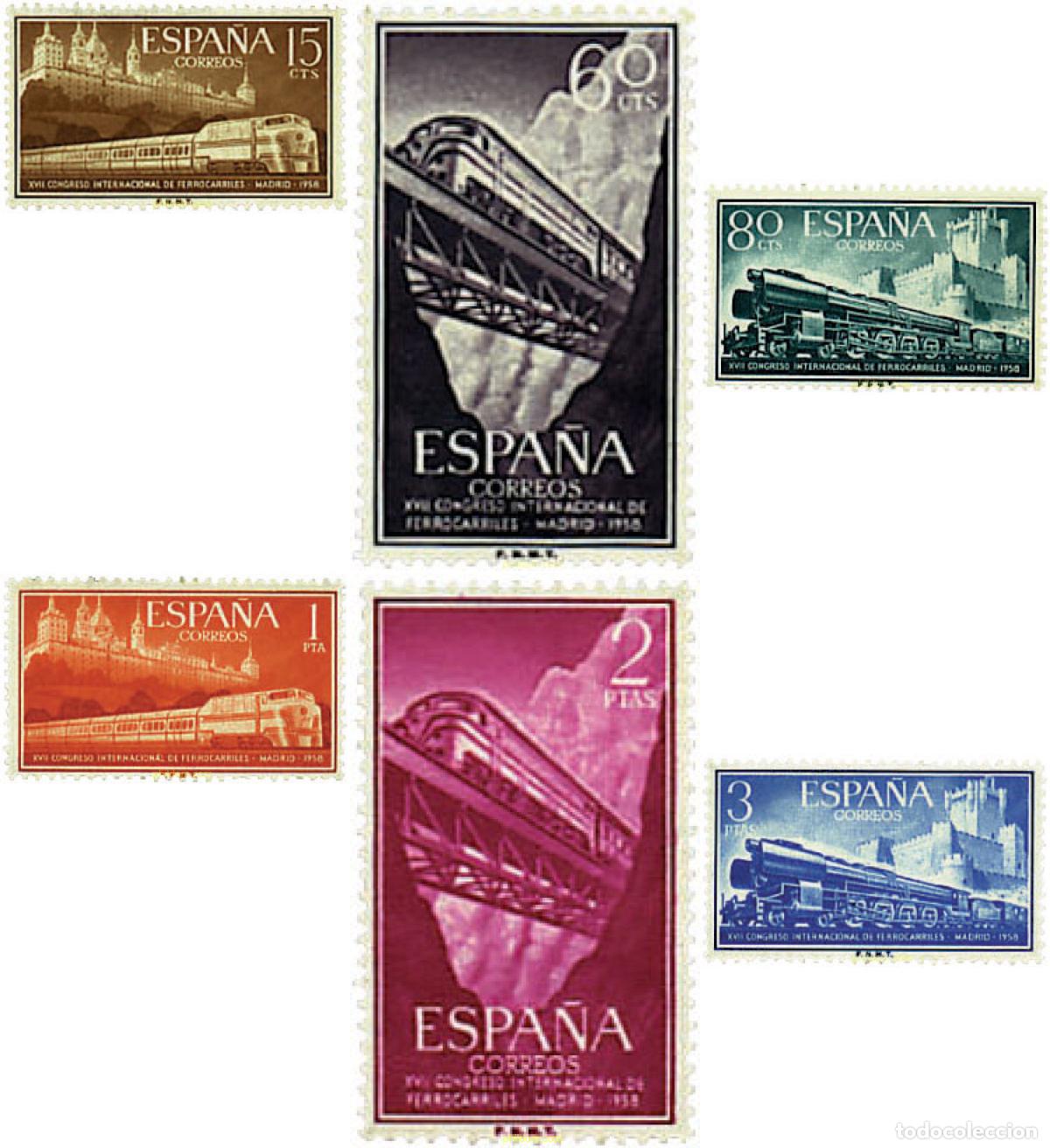 Sellos: 84409 MNH ESPA&Ntilde;A 1958 17 CONGRESO INTERNACIONAL DE FERROCARRILES