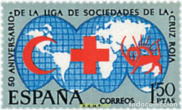 Sellos: 115389 MNH ESPA&Ntilde;A 1969 50 ANIVERSARIO DE LA LIGA DE SOCIEDADES DE LA CRUZ ROJA