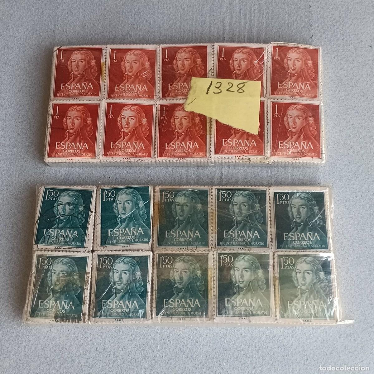 Sellos: Espa&ntilde;a.1961. MORAT&Iacute;N. 1.000 SERIES Matasello. Edifil. 1328-1329 + OBSEQUIO