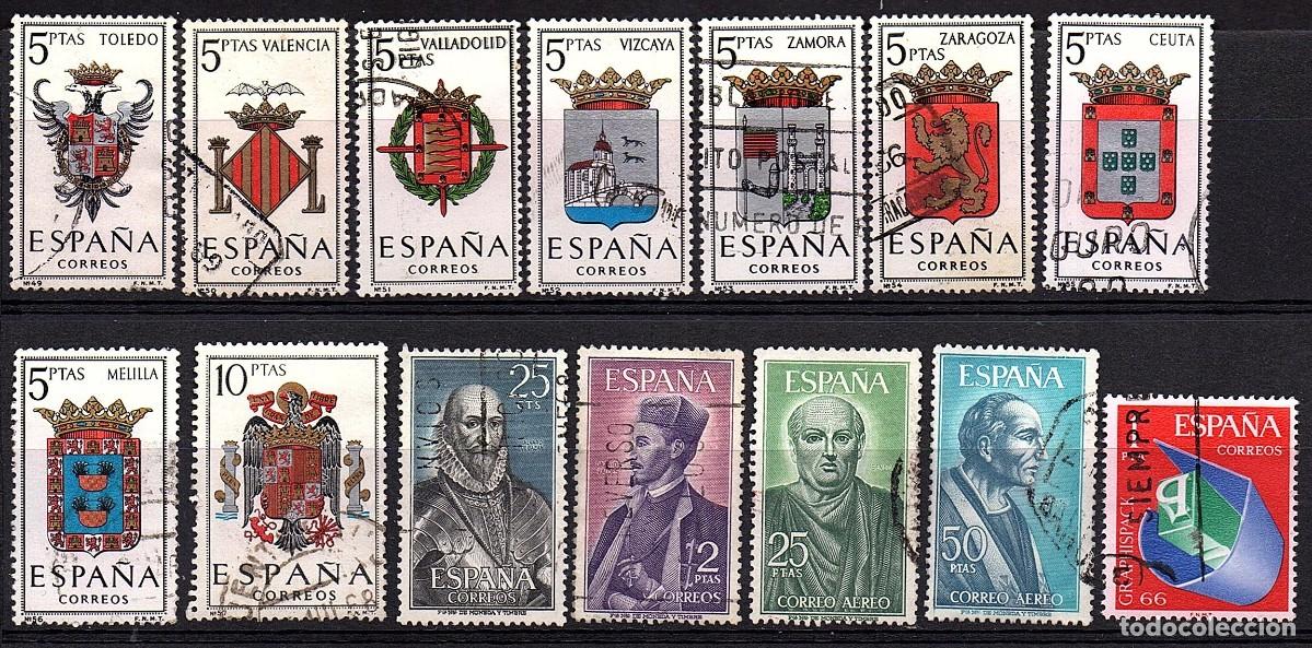 Sellos: VARIAS SERIES COMPLETAS USADAS DE ESPA&Ntilde;A A&Ntilde;O 1.966 (1)