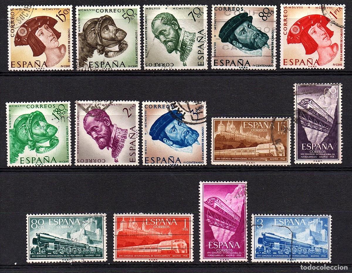 Sellos: VARIAS SERIES COMPLETAS USADAS DE ESPA&Ntilde;A A&Ntilde;O 1.958 (2) - Foto 1