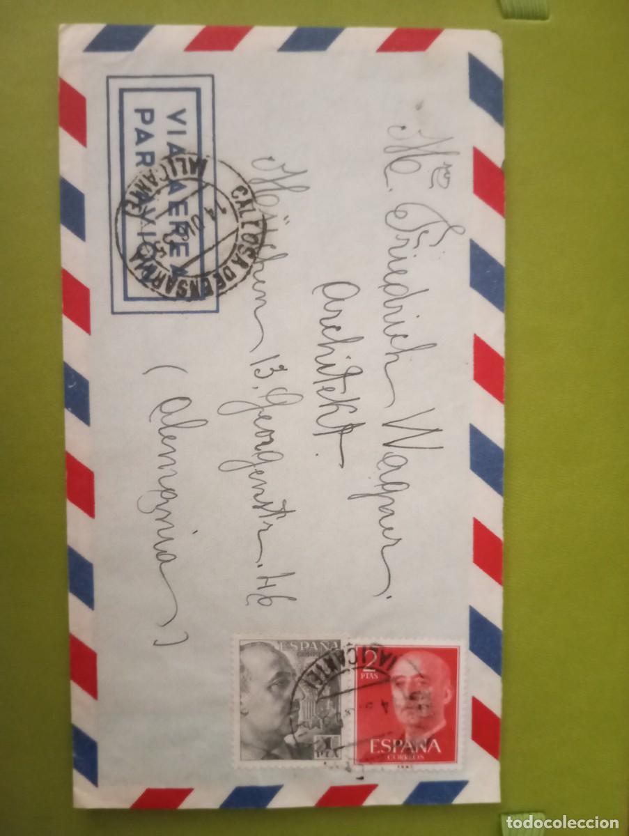 Sellos: ESPA&Ntilde;A 1955, CORREO A&Eacute;REO A ALEMANIA. RARA COMBINACI&Oacute;N DE SELLOS