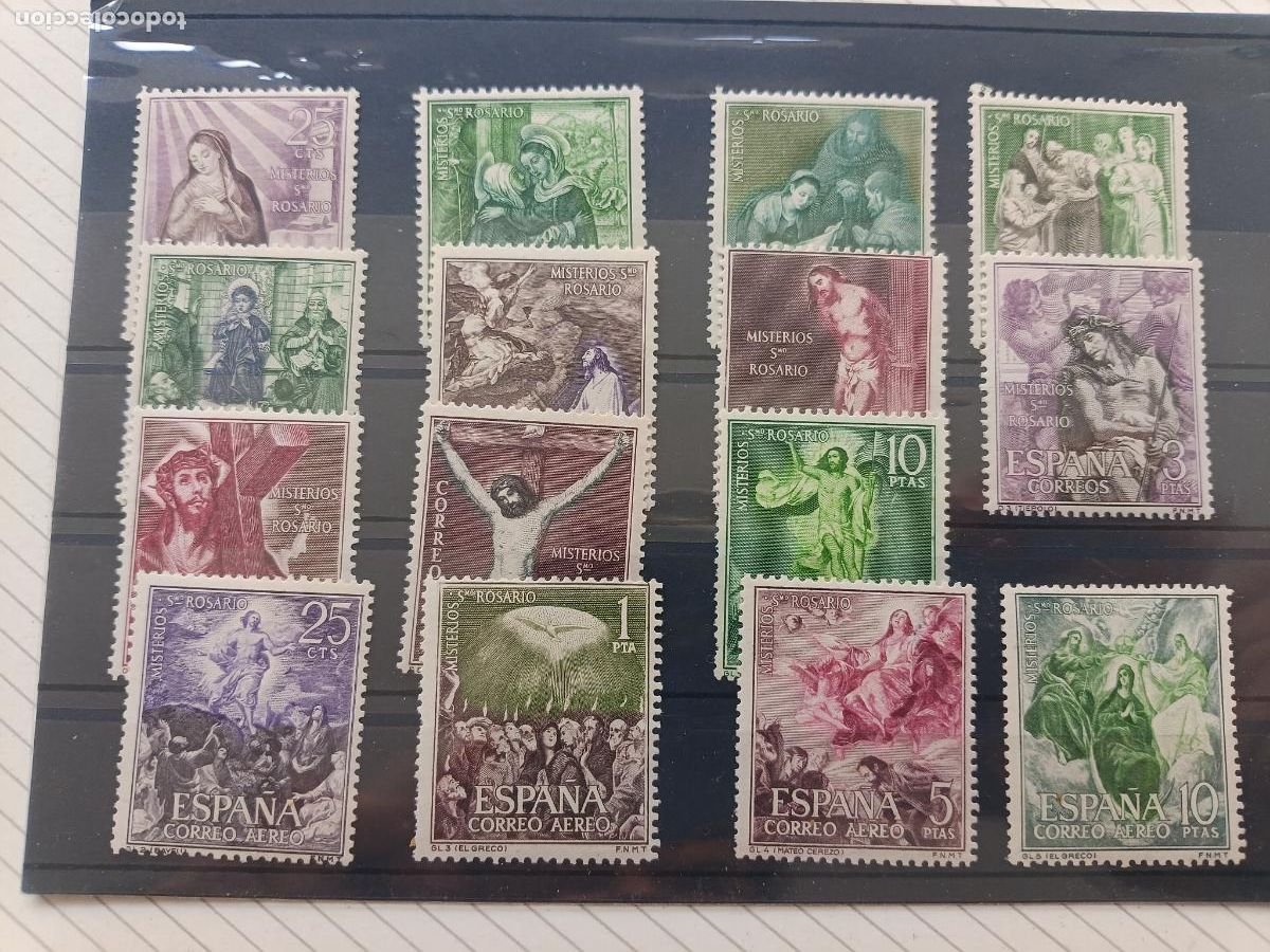 Sellos: Misterios del Sant&iacute;simo Rosario. Lote de sellos, nuevos con se&ntilde;al de fijasellos