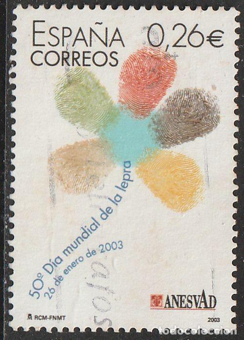 Sellos: Espa&ntilde;a 2003 Edifil 3959 Sello &ordm; Dia Mundial de la Lepra Flores Margarita Logo Michel 3815 Yvert 3529