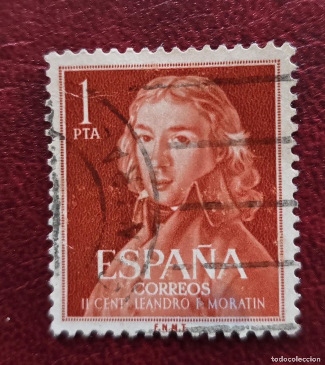 Sellos: SELLO ESPA&Ntilde;A 1961 - LEANDRO FERNANDEZ DE MORATIN - 1 PESETA