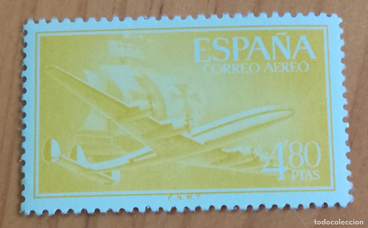 Sellos: SERIE - EDIFIL 1176 - A&Ntilde;O 1955-6 - SUPERCONSTELLATION Y NAO SANTA MARIA