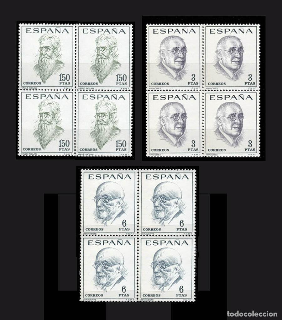 Sellos: Bloques de 4 Edifil 1758-1760 nuevos sin charnela MNH ** 1966 Literatos espa&ntilde;oles. Centenario de su