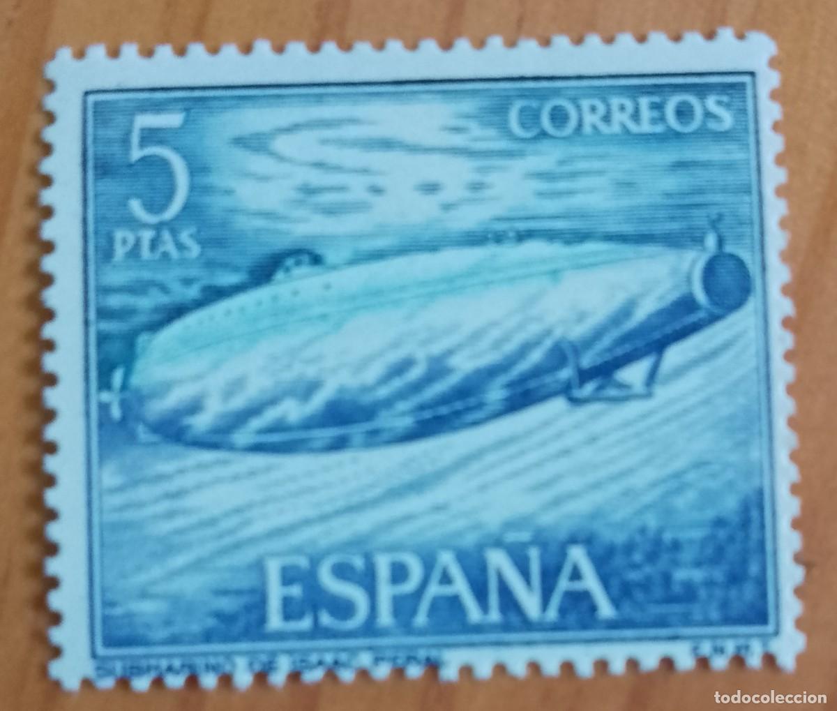 Sellos: SERIE - EDIFIL 1610 - A&Ntilde;O 1964 - HOMENAJE A LA MARINA ESPA&Ntilde;OLA, SUBMARINO DE ISAAC PERAL