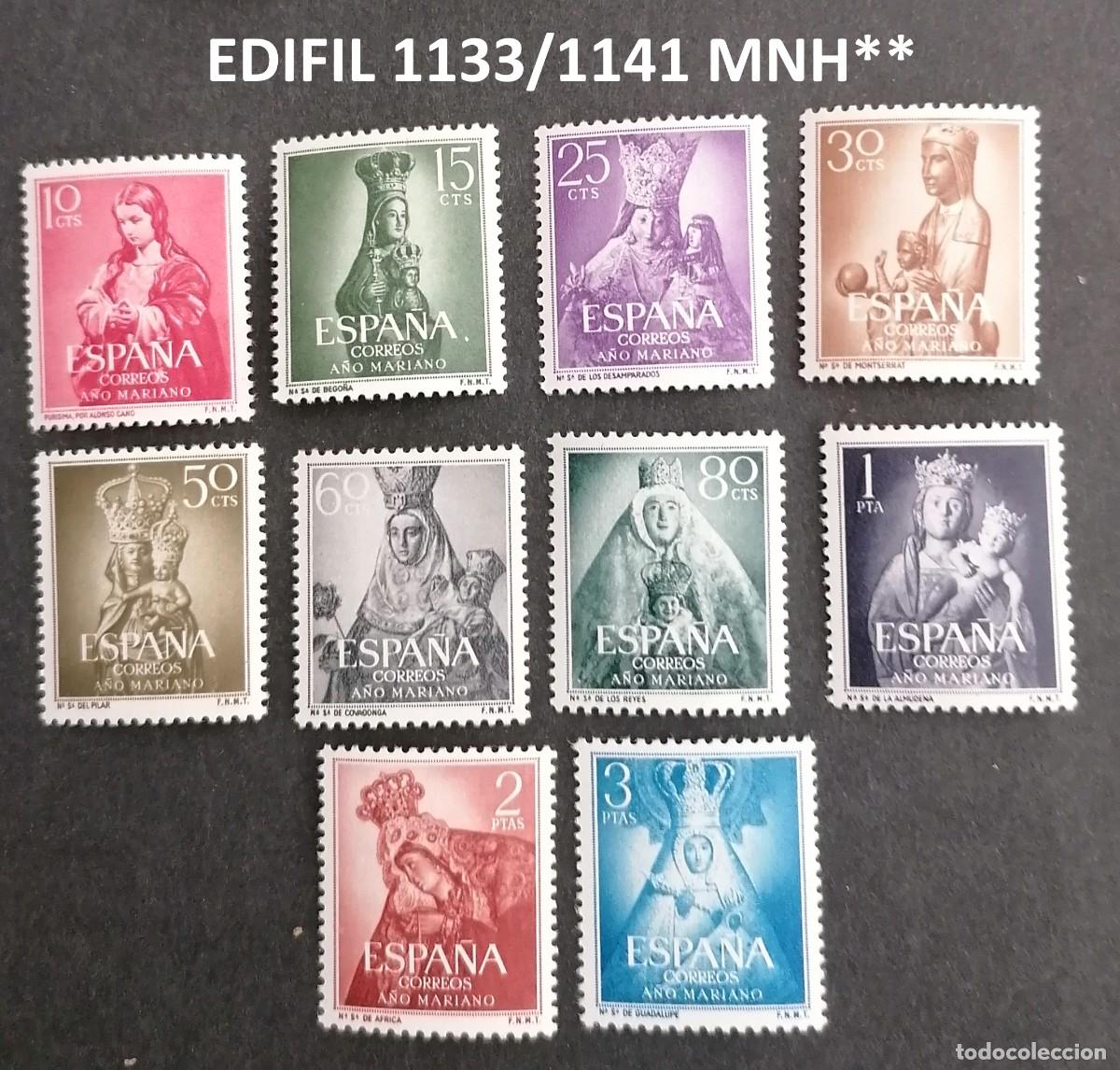 Sellos: ESPA&Ntilde;A 1954. EDIFIL 1133/1141. SERIE COMPLETA&rdquo;A&Ntilde;O MARIANO&rdquo;. MNH**