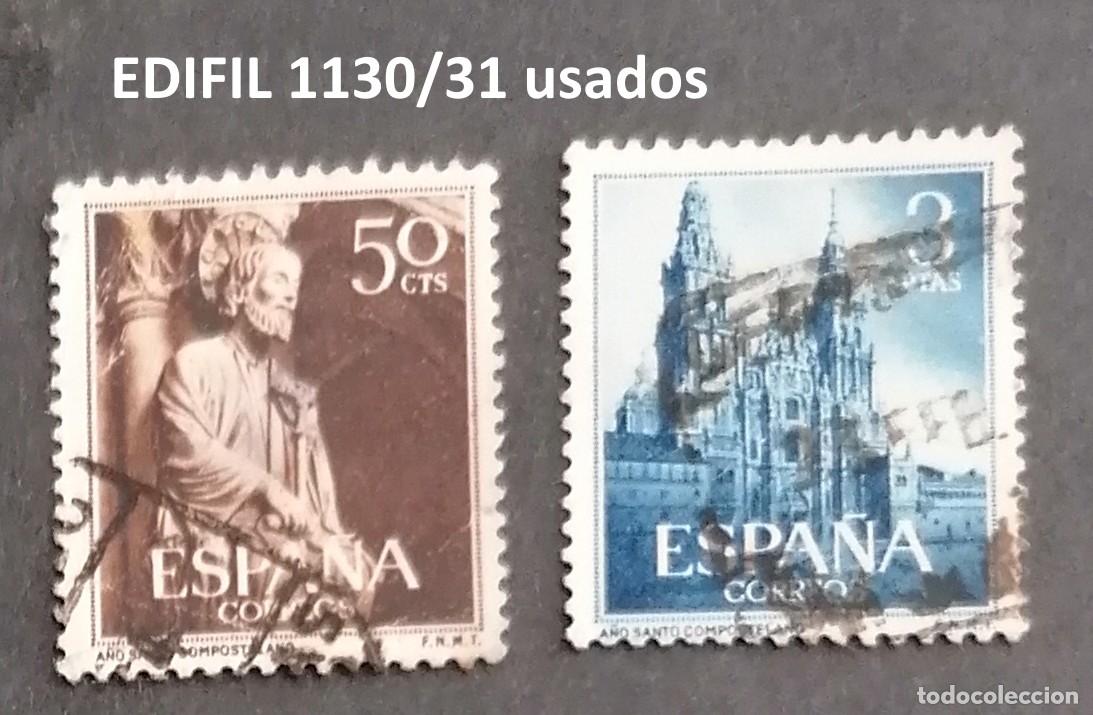 Sellos: ESPA&Ntilde;A - A&Ntilde;O 1954 - EDIFIL 1130/31 - A&Ntilde;O SANTO COMPOSTELANO - USADOS Sello usados 2 valores