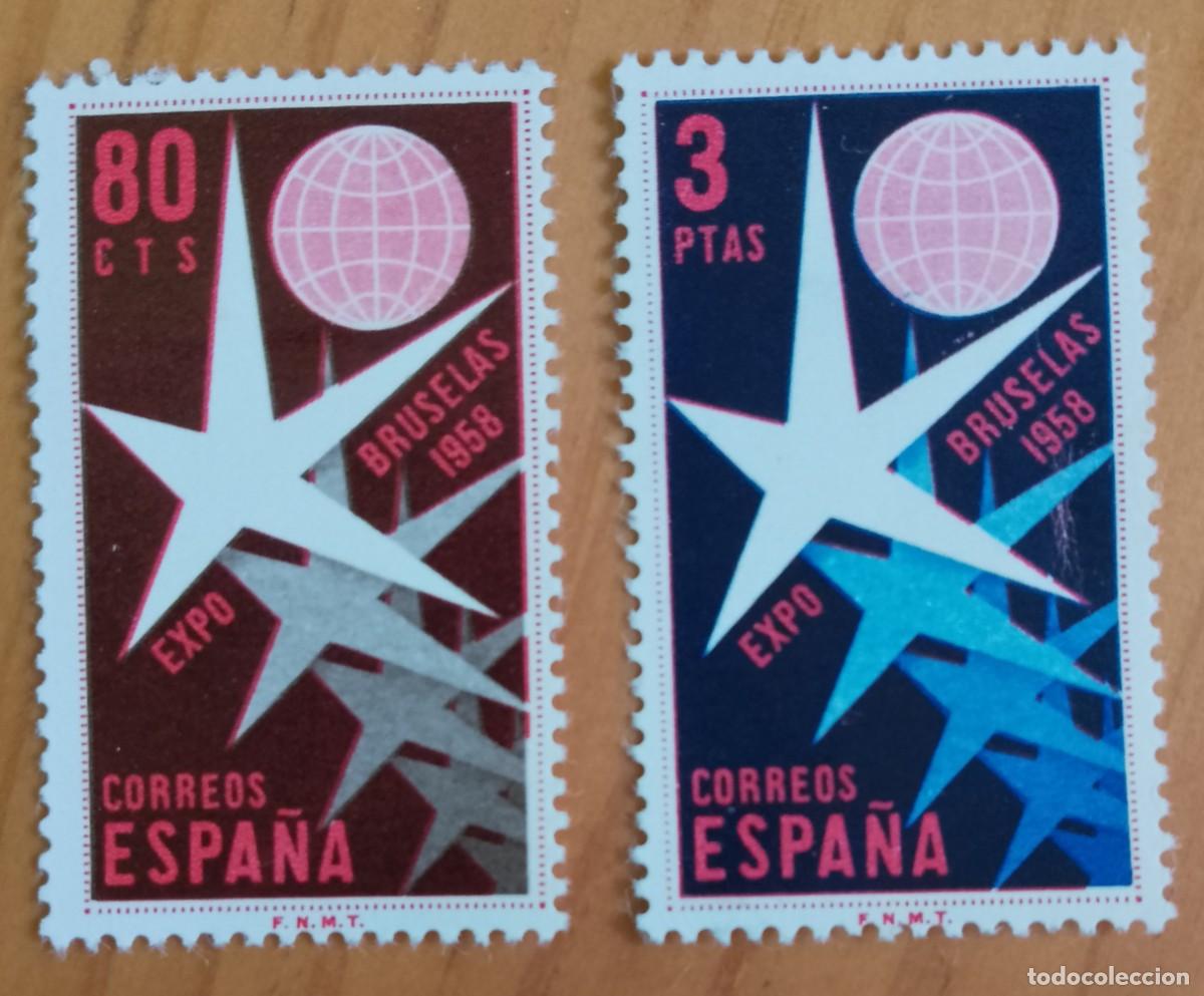 Sellos: SERIE - EDIFIL 1220 Y 1221 - A&Ntilde;O 1958 - EXPOSICION DE BRUSELAS