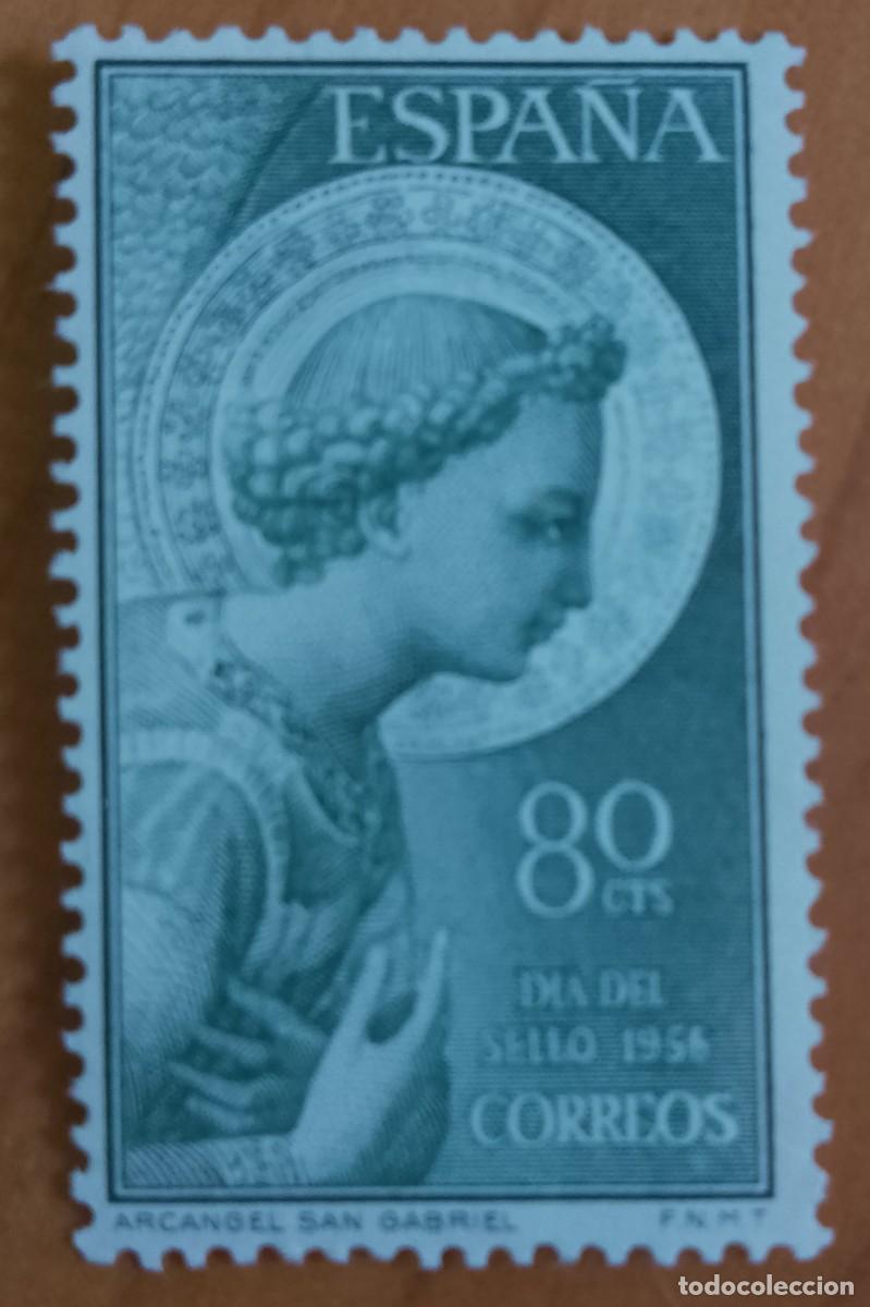 Sellos: SERIE - EDIFIL 1195 - A&Ntilde;O 1956 - ARCANGEL SAN GABRIEL - DIA DEL SELLO 1956
