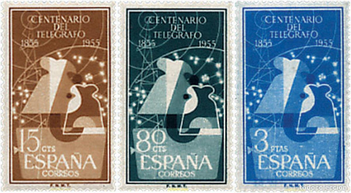 Sellos: 84377 MNH ESPA&Ntilde;A 1955 CENTENARIO DEL TELEGRAFO