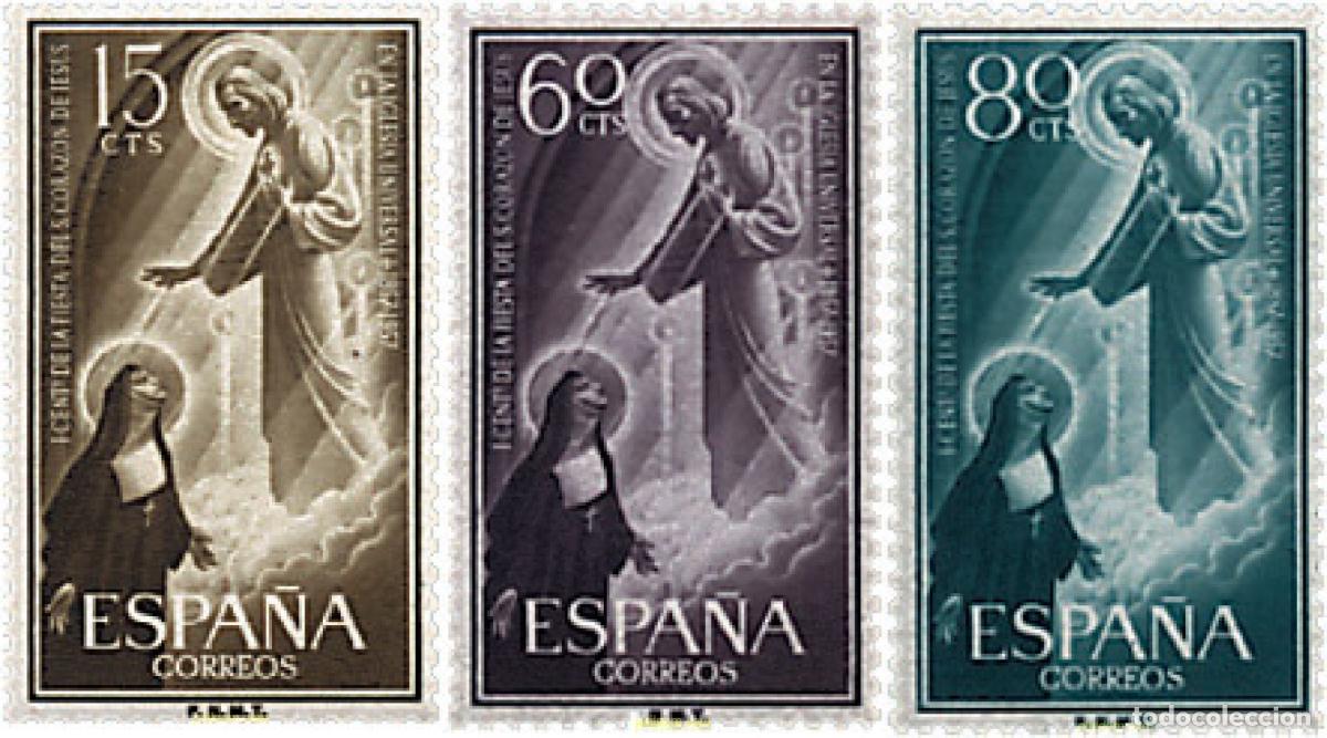 Timbres: 114455 MNH ESPA&Ntilde;A 1957 DIA DEL SELLO. CENTENARIO DE LA FIESTA DEL SAGRADO CORAZON DE JESUS