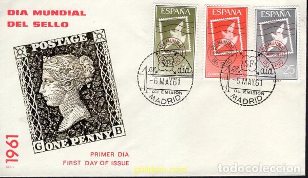 Sellos: 282344 MNH ESPA&Ntilde;A 1961 DIA MUNDIAL DEL SELLO
