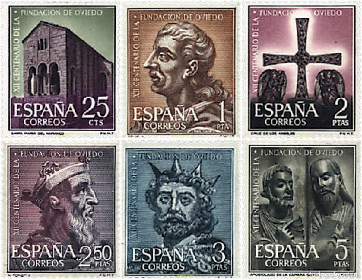 Sellos: 85603 MNH ESPA&Ntilde;A 1961 12 CENTENARIO DE LA FUNDACION DE OVIEDO