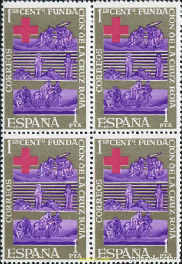 Sellos: 324075 MNH ESPA&Ntilde;A 1963 CENTENARIO DE LA CRUZ ROJA INTERNACIONAL