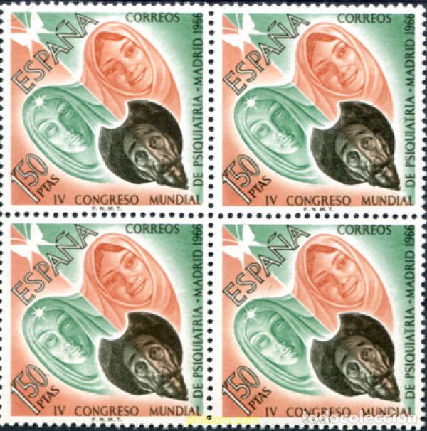 Sellos: 324031 MNH ESPA&Ntilde;A 1966 4 CONGRESO MUNDIAL DE PSIQUIATRIA