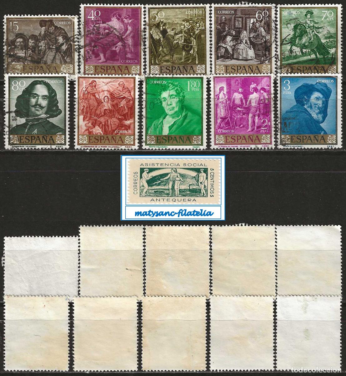 Sellos: ESPA&Ntilde;A 1959. EDIFIL 1238/1247. SERIE COMPLETA &rdquo;DIEGO VEL&Aacute;ZQUEZ&rdquo;. USADA.