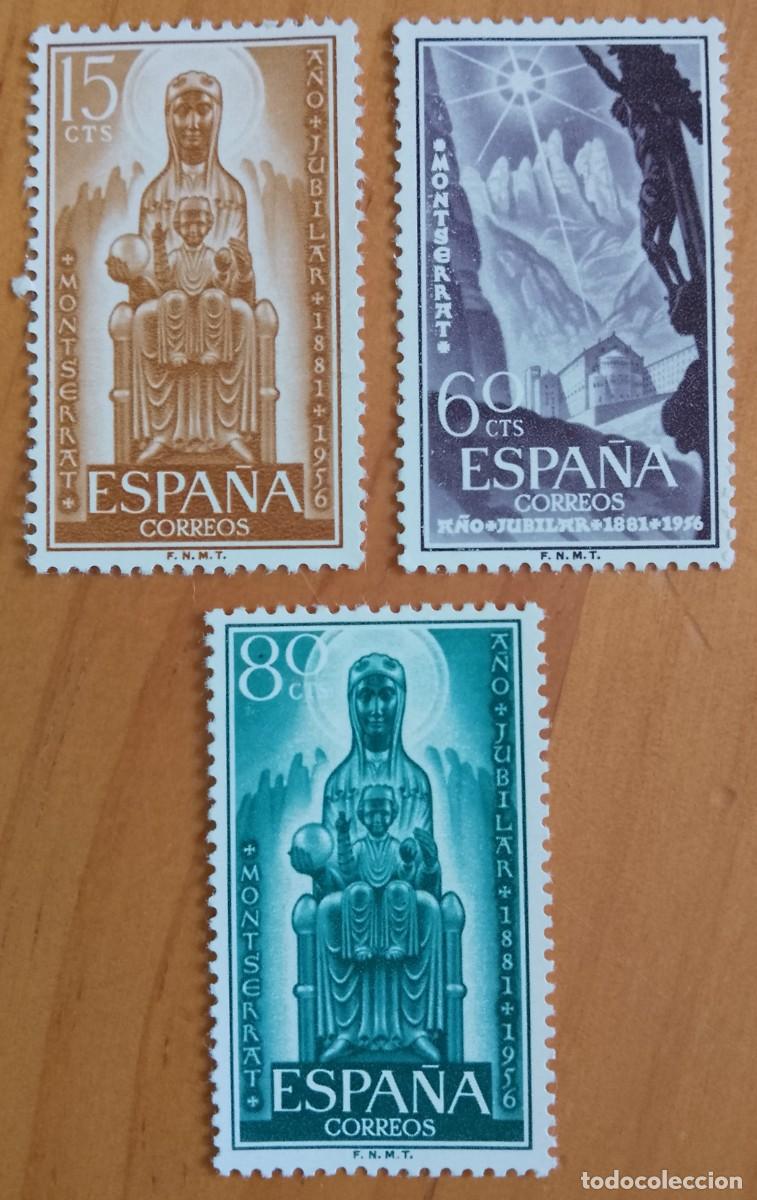 Sellos: SERIE - EDIFIL 1192 A 1194 - A&Ntilde;O 1956 - A&Ntilde;O JUBILAR DE MONSERRAT