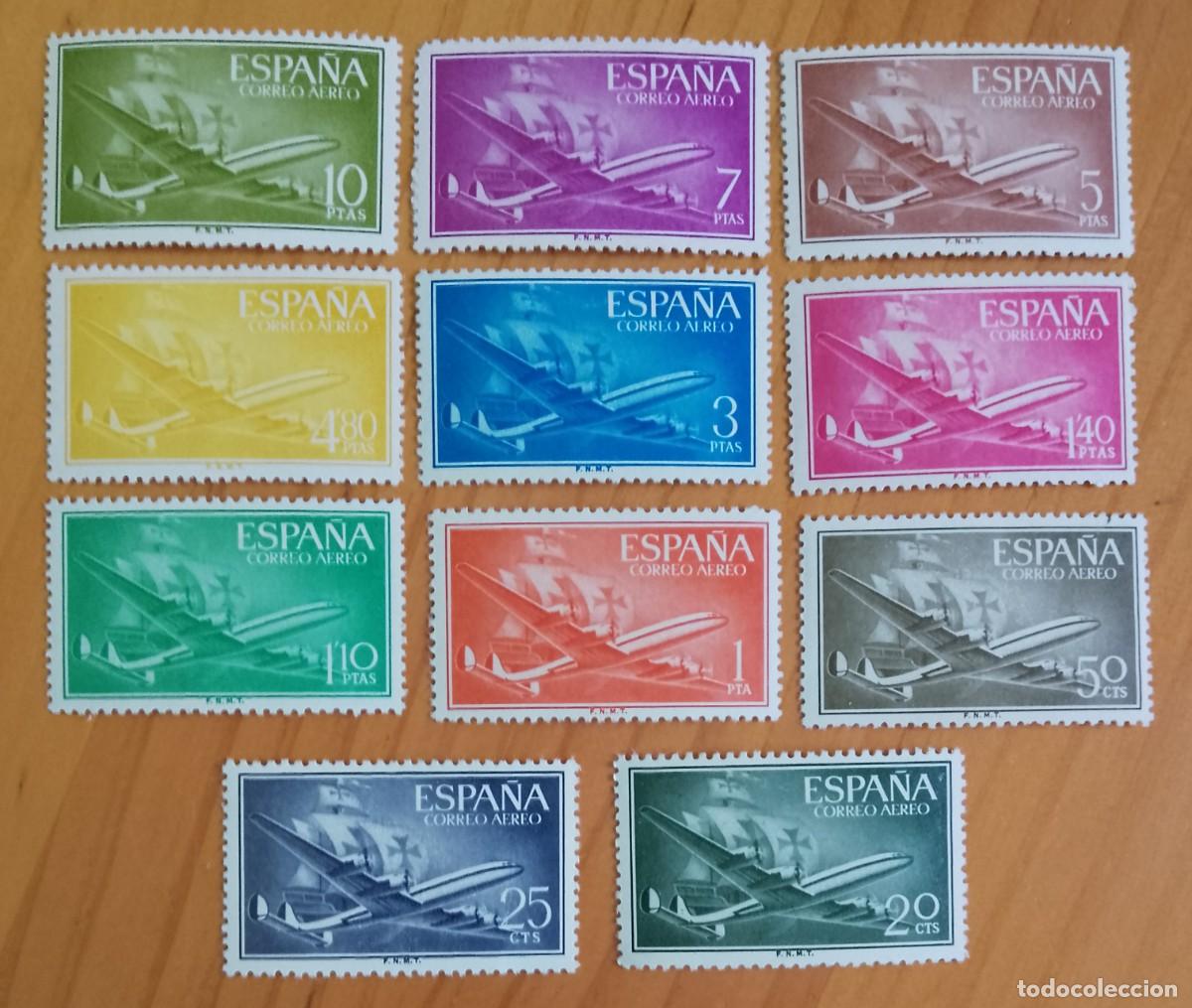 Sellos: SERIE - EDIFIL 1169 A 1179 - A&Ntilde;O 1955-56 - CONSTELLATION Y NAO SANTA MARIA
