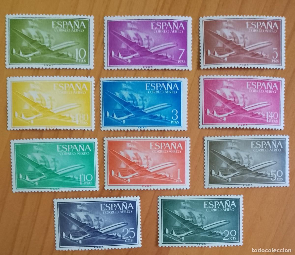 Sellos: SERIE - EDIFIL 1169 A 1179 - A&Ntilde;O 1955-56 - CONSTELLATION Y NAO SANTA MARIA