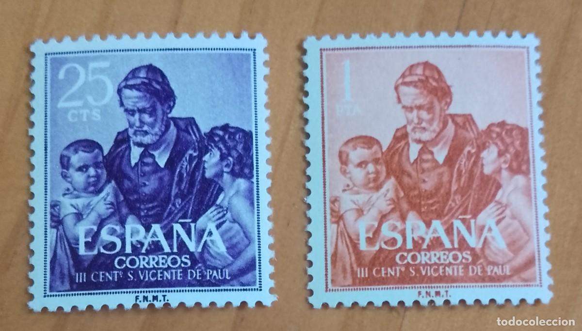 Sellos: SERIE - EDIFIL 1296 Y 1297 - A&Ntilde;O 1960 - III CENTENARIO DE LA MUERTE DE SAN VICENTE DE PAUL