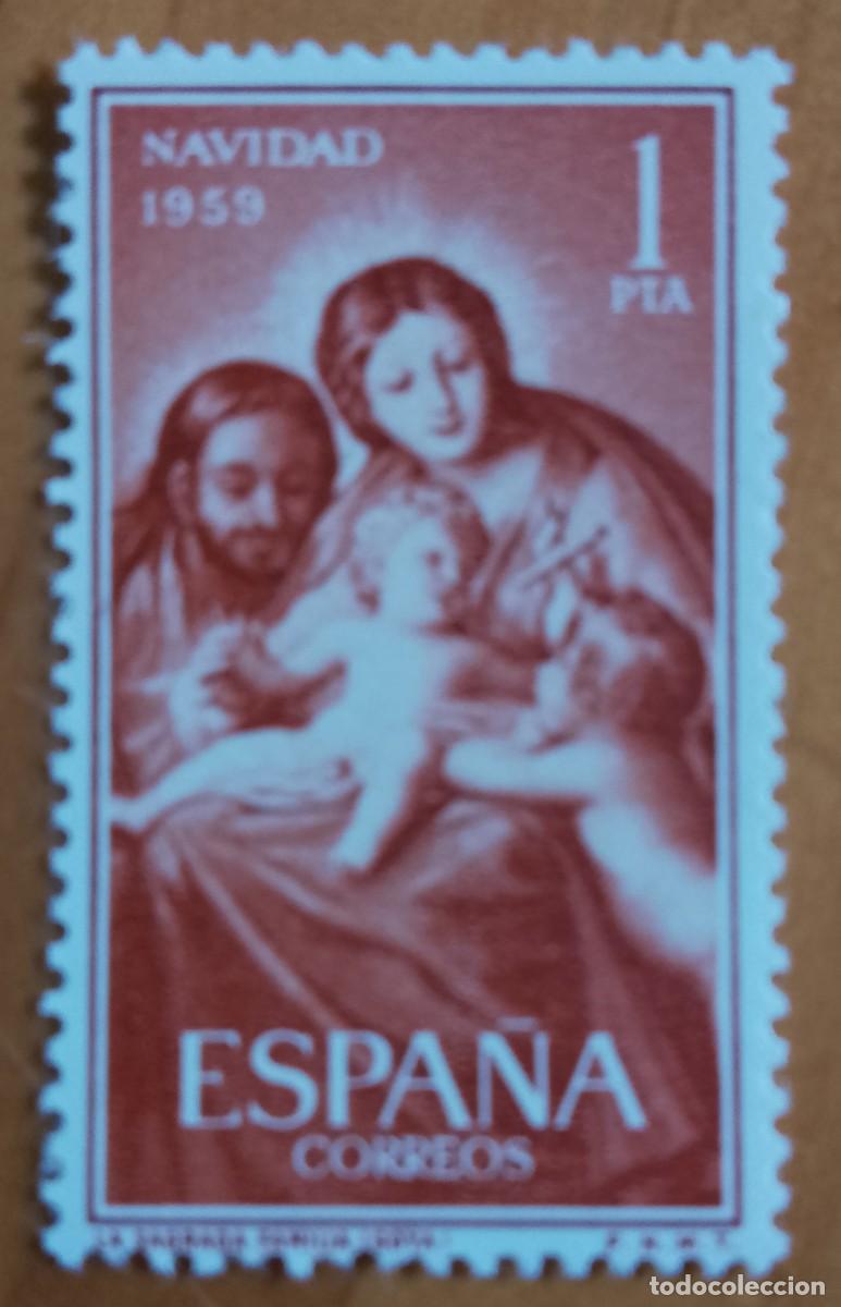 Sellos: SERIE - EDIFIL 1253 - A&Ntilde;O 1959 - NAVIDAD. LA SAGRADA FAMILIA DE GOYA.