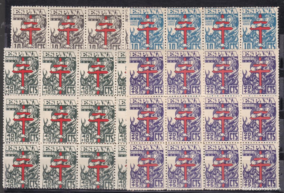 Sellos: AA27- TUBERCULOSOS 1941 X 12 Series en BLOQUE ** SIN FIJASELLOS