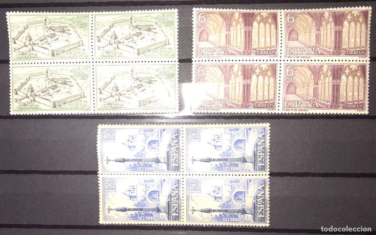 Briefmarken: Sellos en bloque de 4. Edifil 1834/36. Monasterio de Santa Mar&iacute;a de Veruela (Zaragoza). 1967.