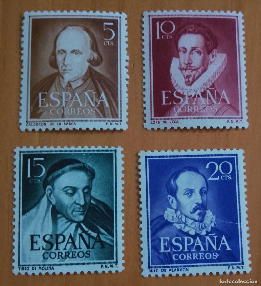 Sellos: SERIE - EDIFIL 1071 A 1074 - A&Ntilde;O 1950 - LITERATOS