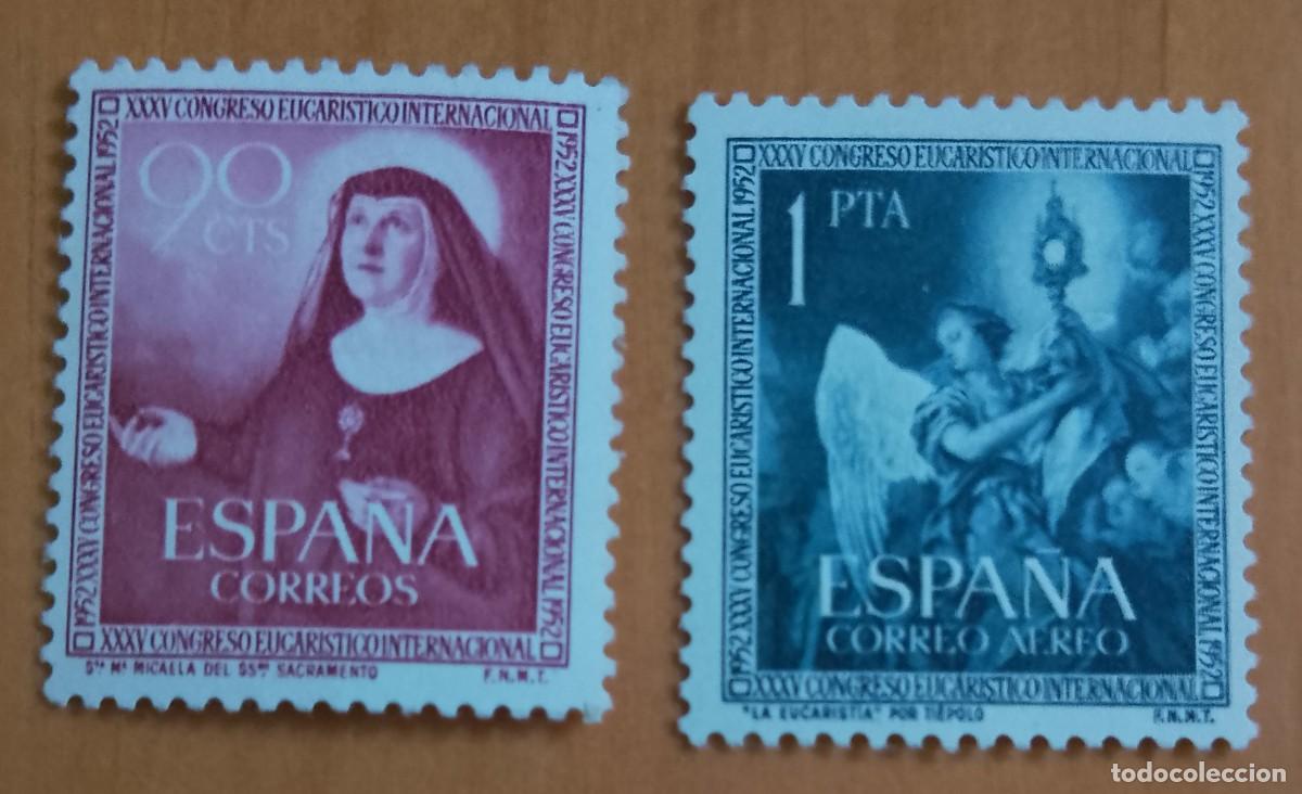 Sellos: SERIE - EDIFIL 1116 Y 1117 - A&Ntilde;O 1952 - XXXV CONGRESO EUCARISTICO INTERNACIONAL EN BARCELONA