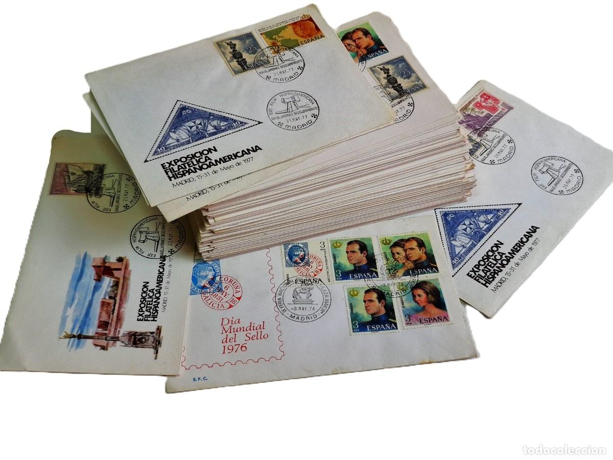 Selos: ESPA&Ntilde;A 1975/1977 - LOTE DE 75 SOBRES Filatelicos con sellos-Stamp VARIOS