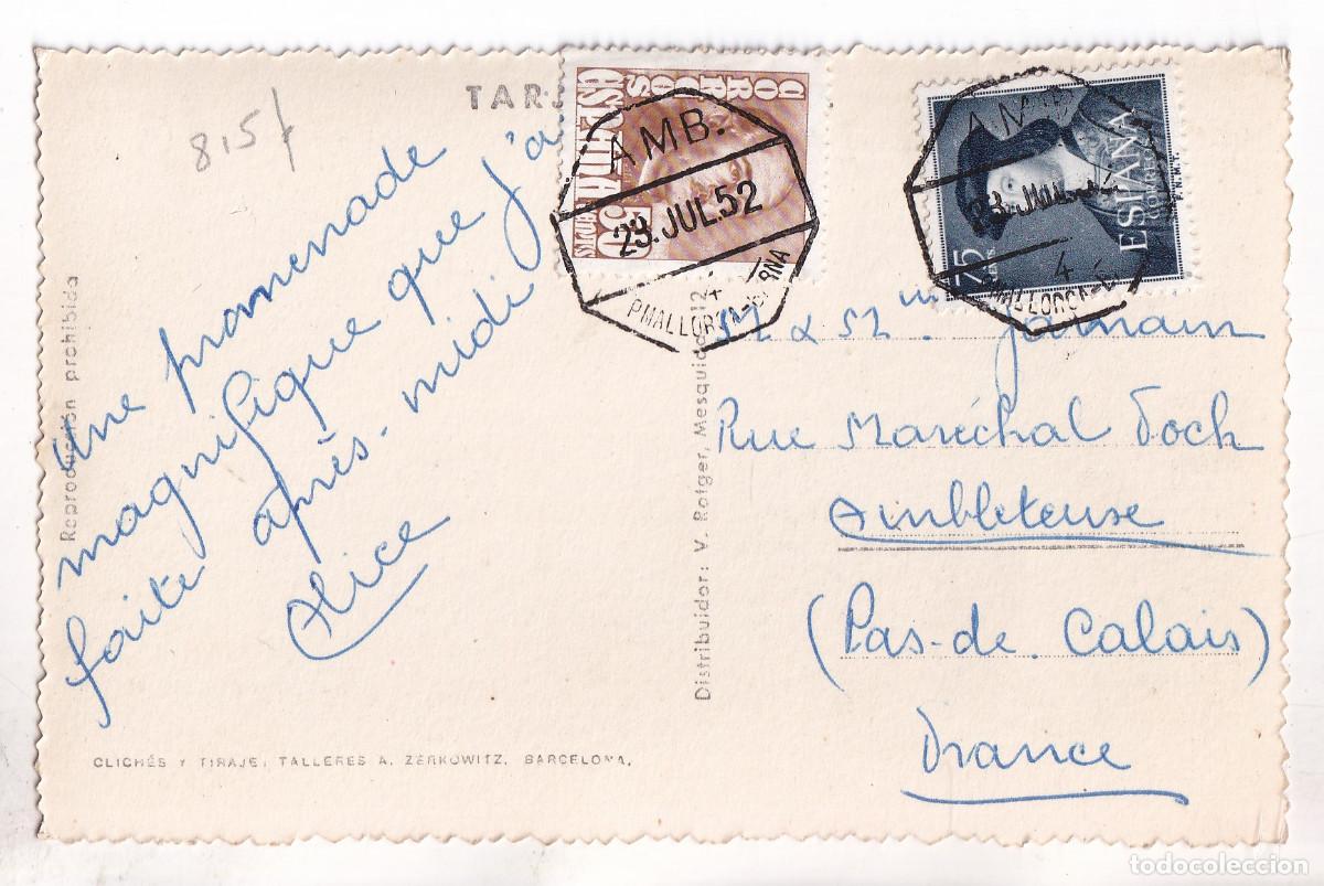 Sellos: POSTAL. A FRANCIA. AMBULANTE PALMA DE MALLORCA. 1952. BALEARES